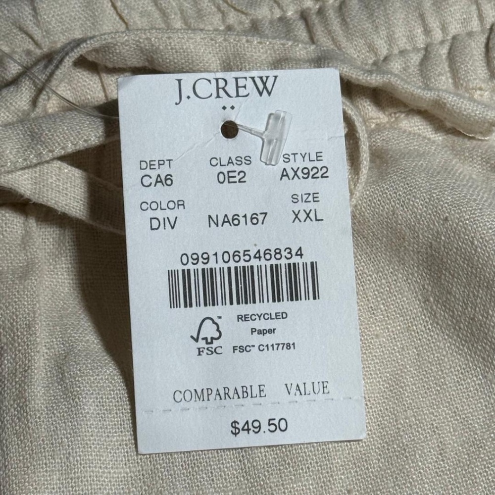 NWT J.Crew Linen Blend Drawstring Shorts - Picture 4 of 8